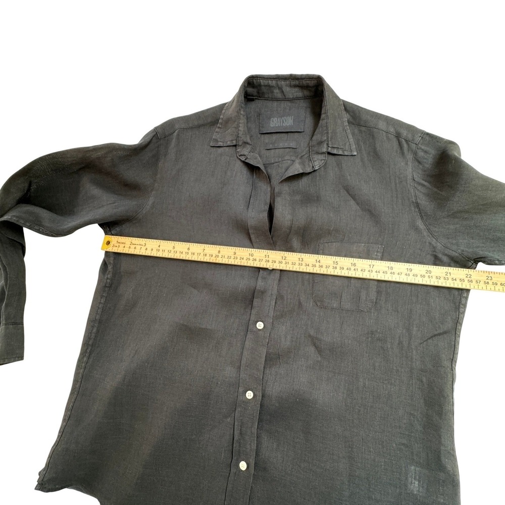 Grayson The Hero Button Up Women Medium Black 100% Linen Long Sleeve Shirt - Picture 5 of 7
